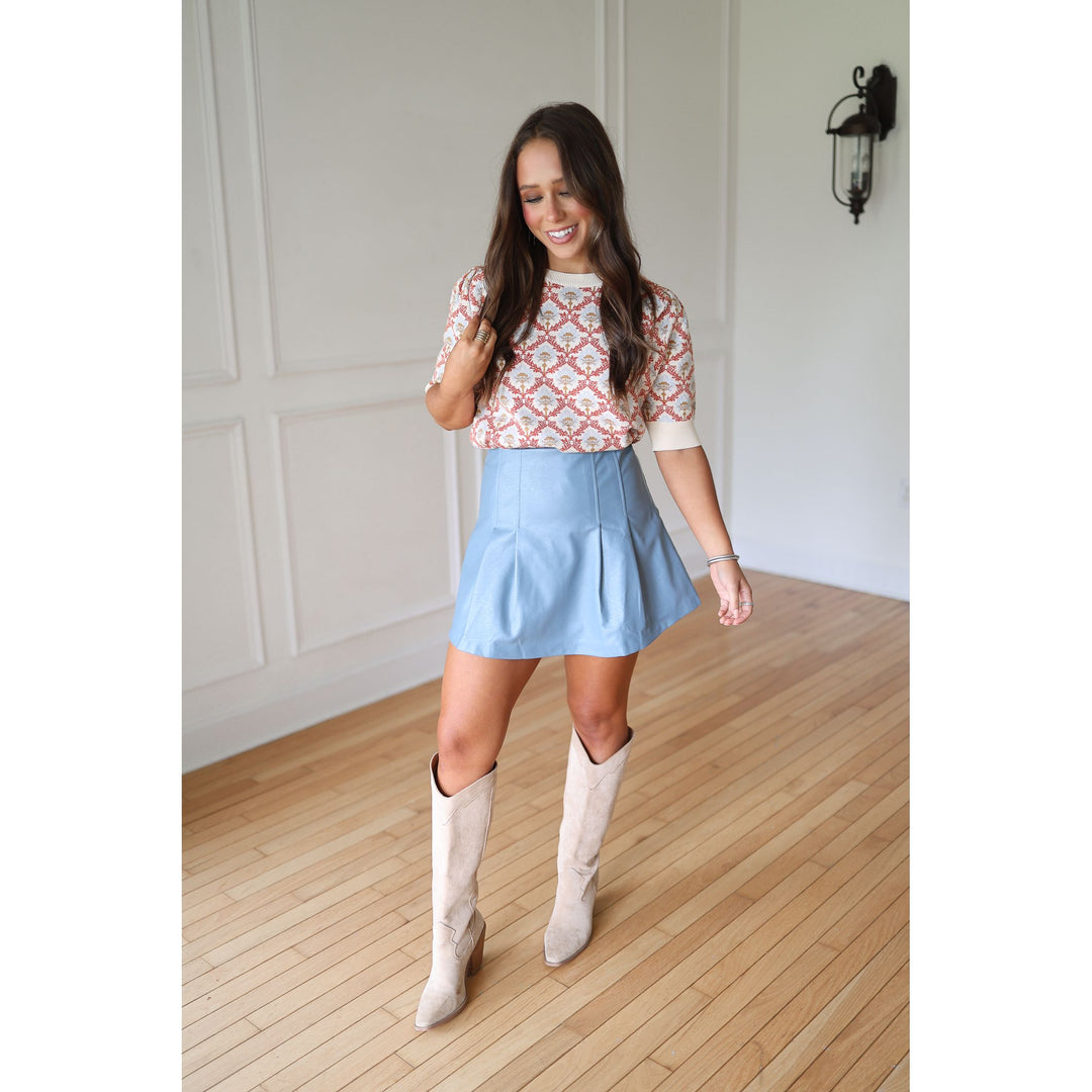 Baylee Faux Leather Pleated Skort
