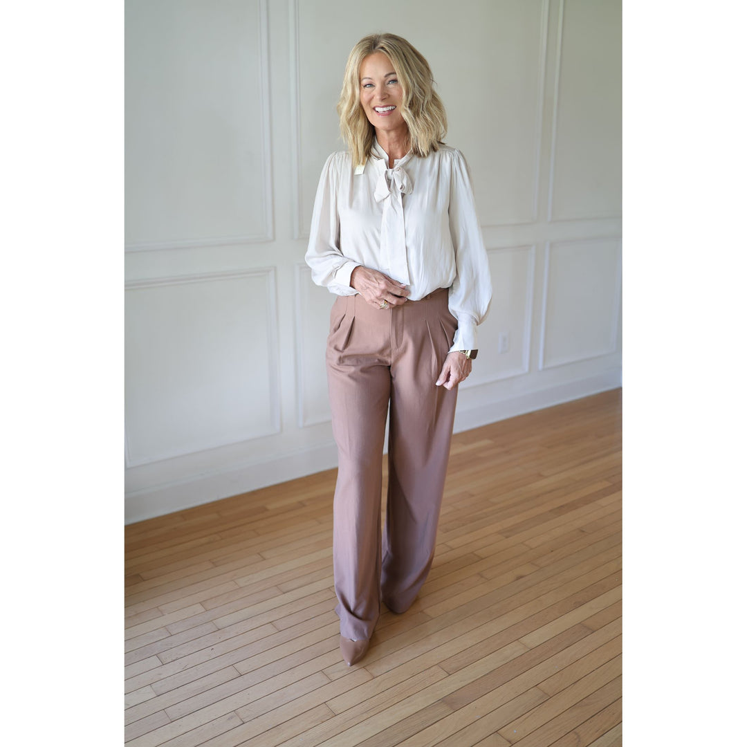 Laken Oat Tie Neck Shirt