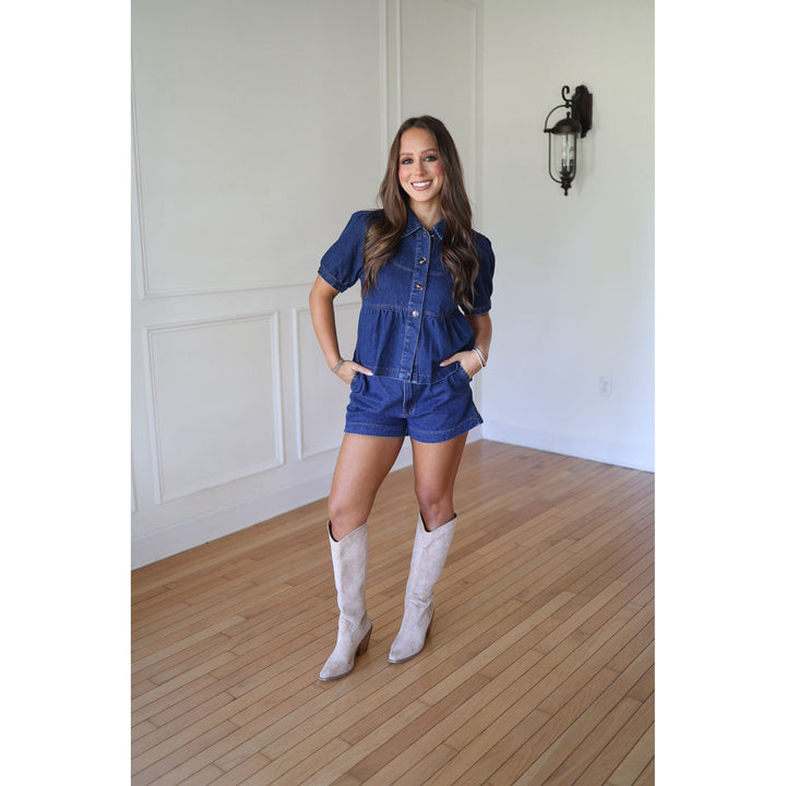 Elle Denim Shorts Set