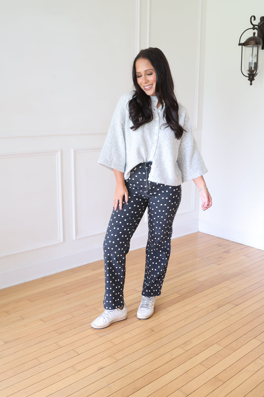 Kyndall Vintage Straight Black Polka Dot Pants