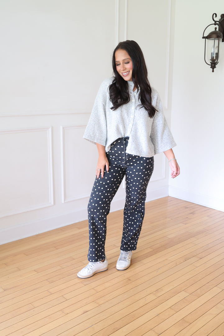Kyndall Vintage Straight Black Polka Dot Pants