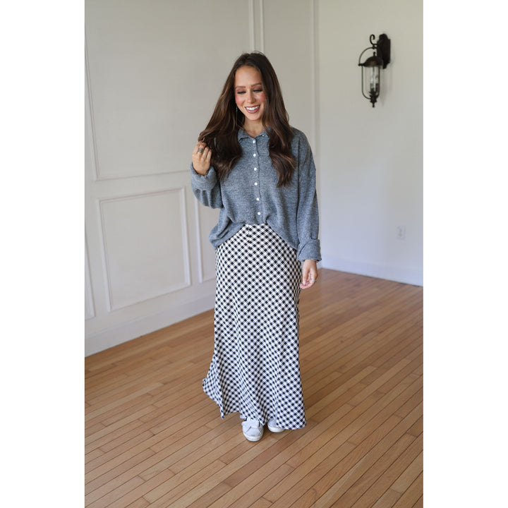 Jewell Black Gingham Maxi Skirt