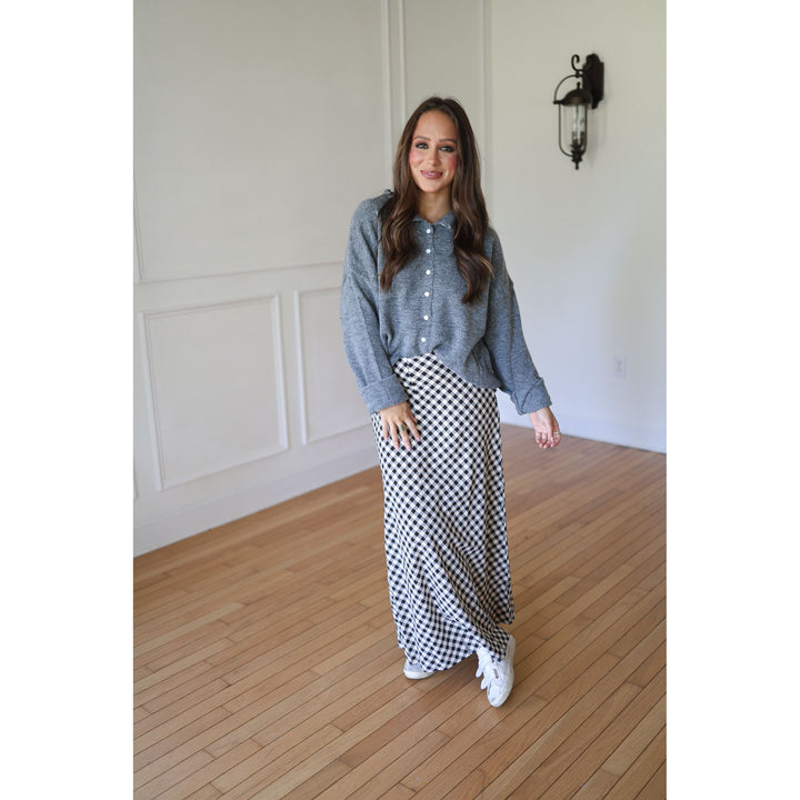 Jewell Black Gingham Maxi Skirt
