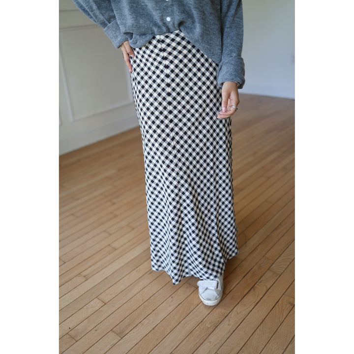 Jewell Black Gingham Maxi Skirt