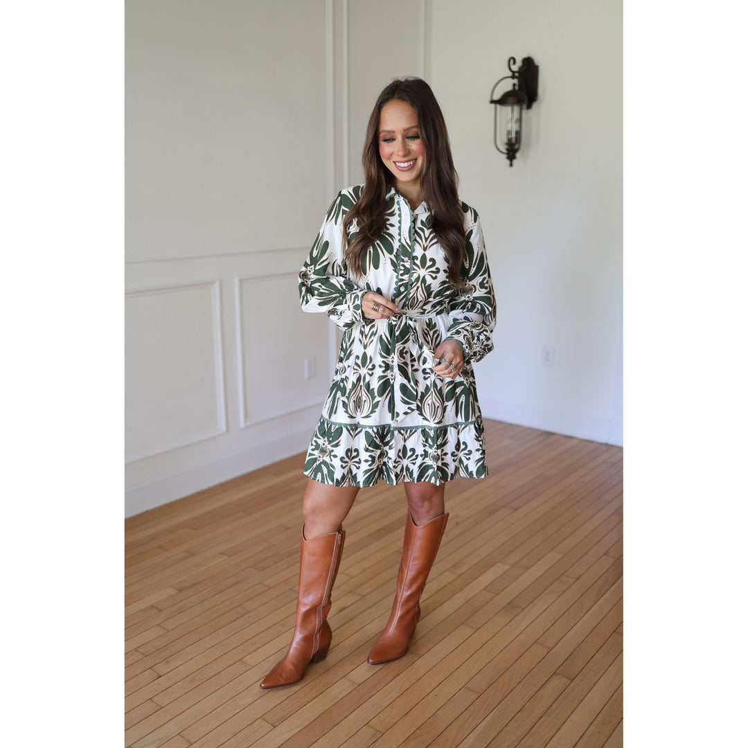 Bree Green Floral Mini Dress