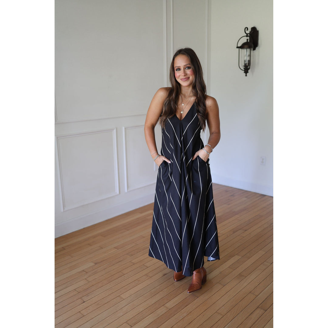 Sloan Black and Tan Asymmetrical Dress
