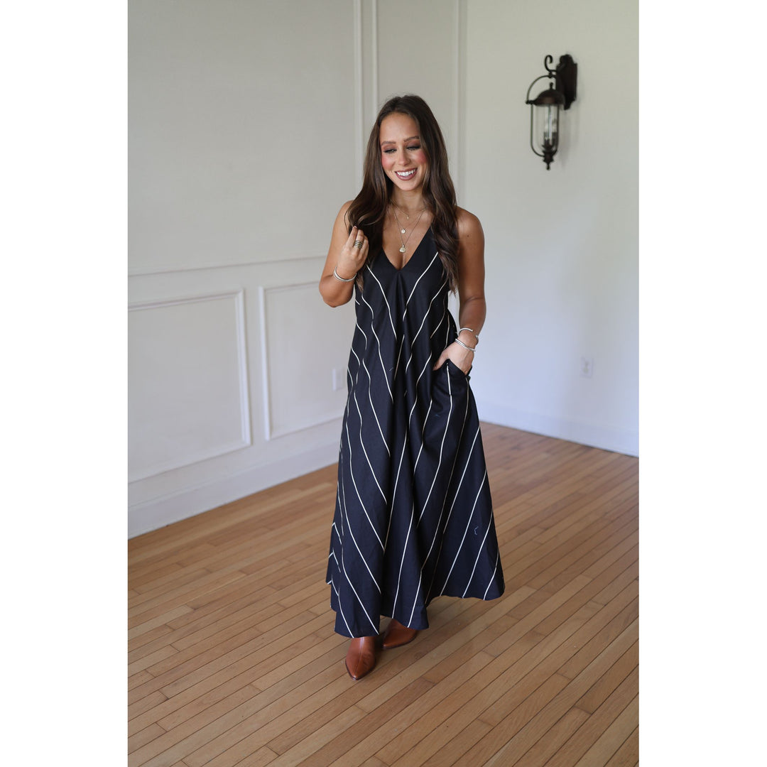 Sloan Black and Tan Asymmetrical Dress