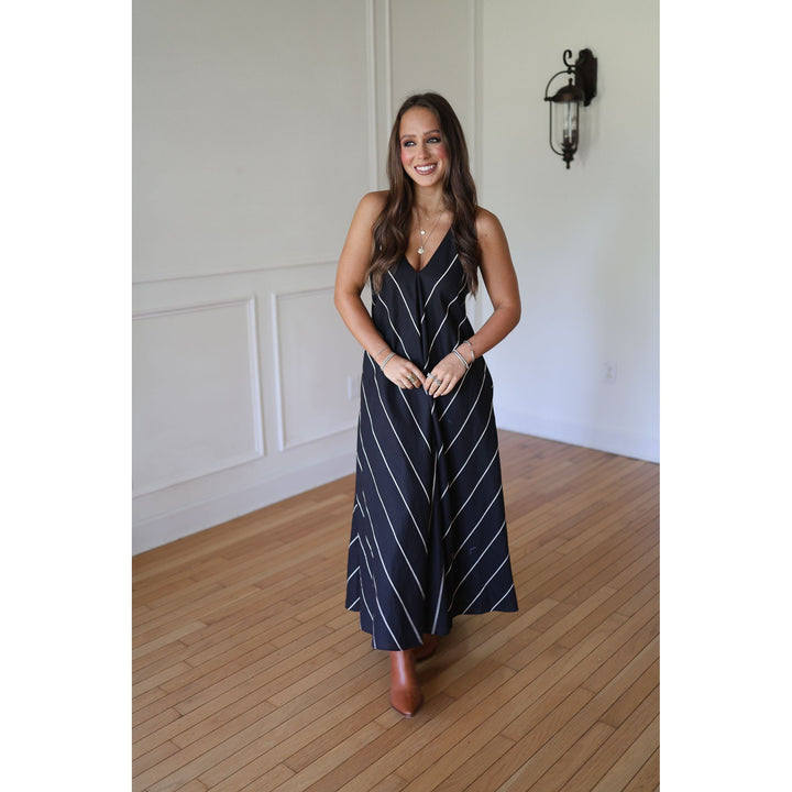 Sloan Black and Tan Asymmetrical Dress