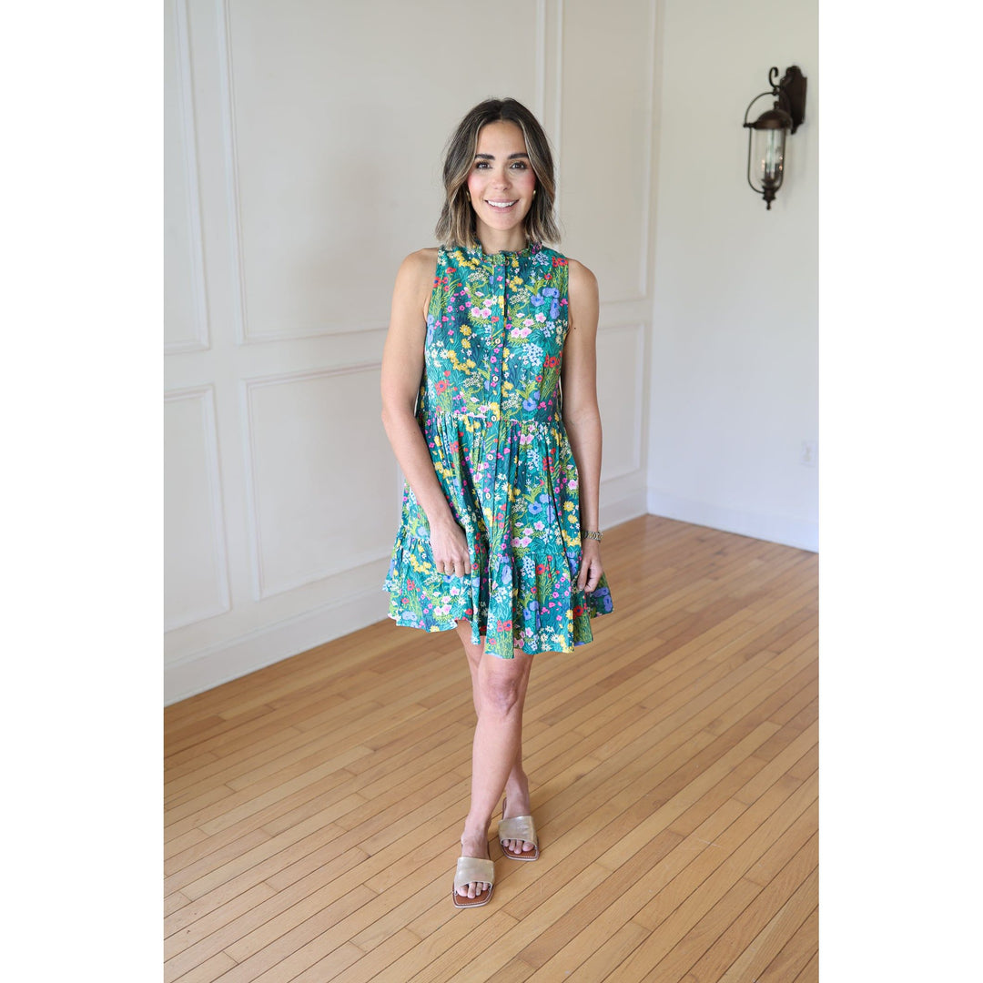 Sandi Green Floral Mini Dress