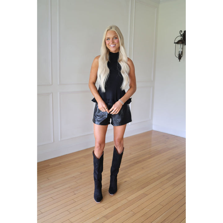 Shelly Black Leather Shorts