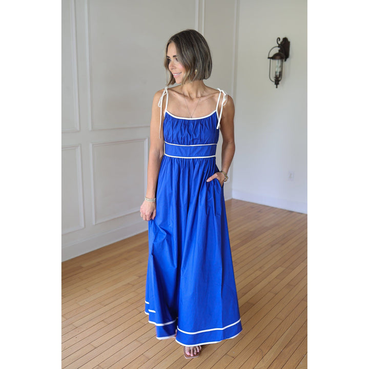 Sarah Cobalt Blue Tie Strap Maxi Dress