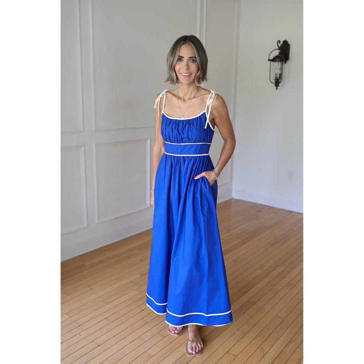 Sarah Cobalt Blue Tie Strap Maxi Dress