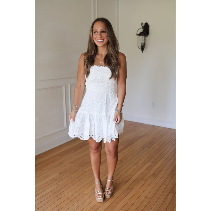 Hattie White Strapless Mini Dress