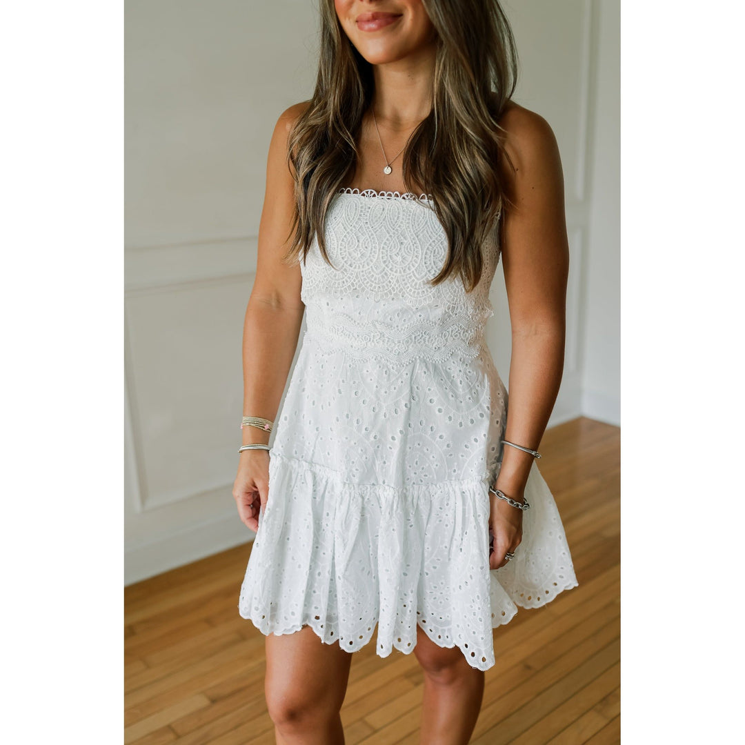 Hattie White Strapless Mini Dress
