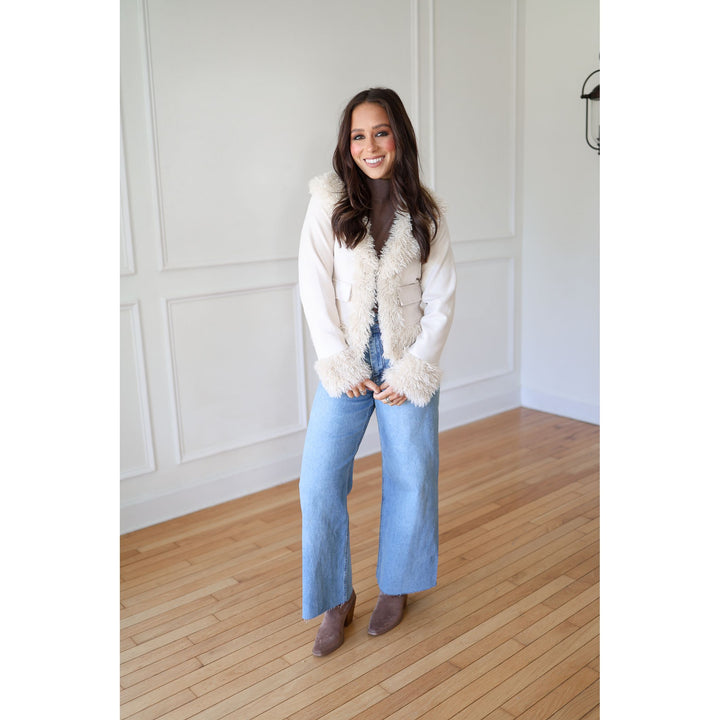 Kimber Faux Fur Trimmed Suede Jacket