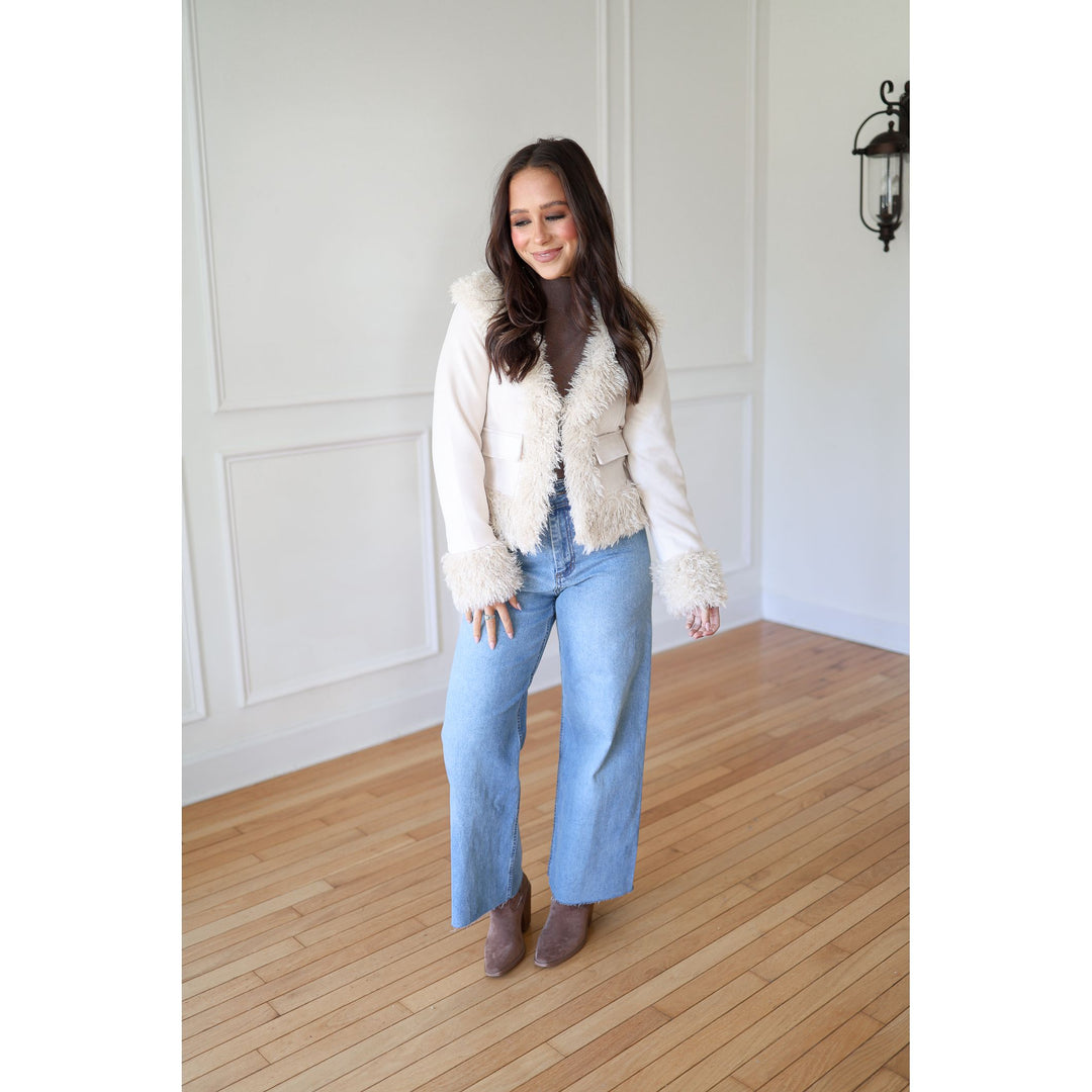 Kimber Faux Fur Trimmed Suede Jacket