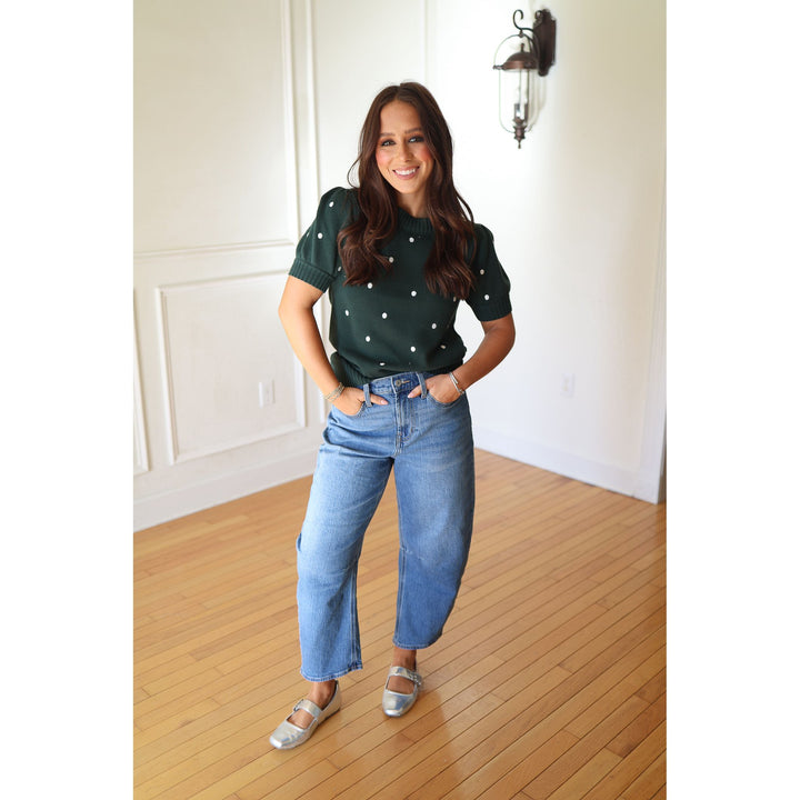 Hadden Hunter Green Polka Dot Sweater