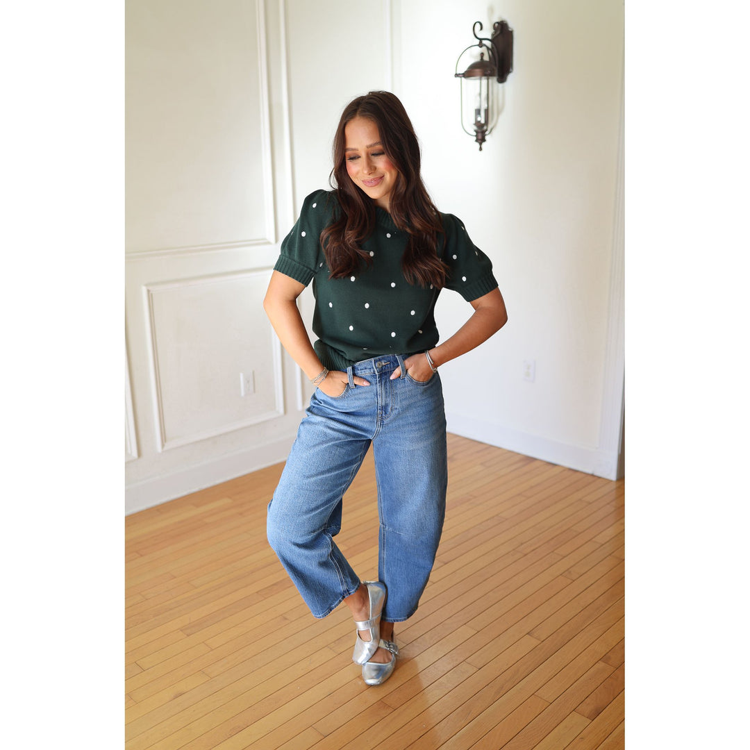 Hadden Hunter Green Polka Dot Sweater