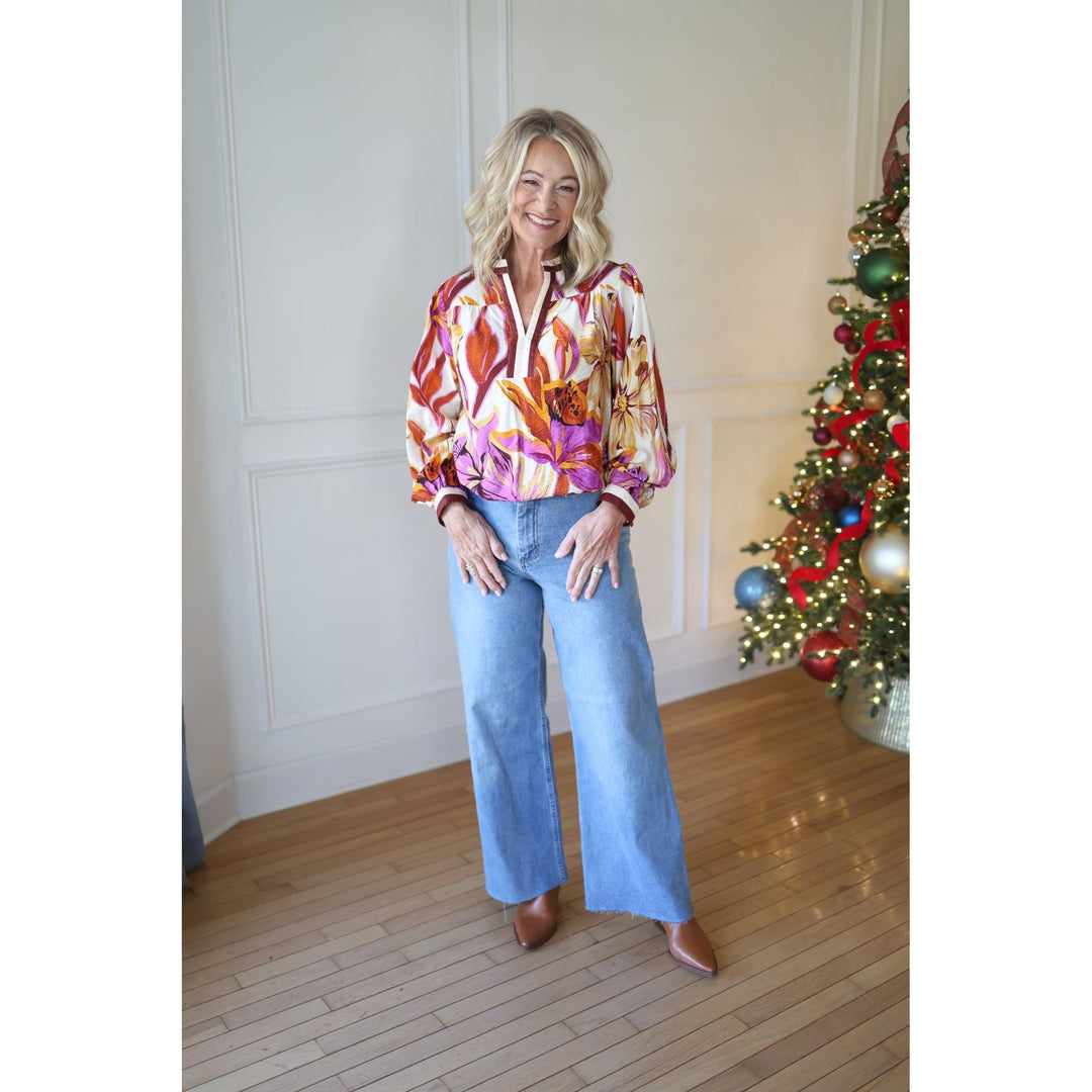 Claire Straight Wide Leg Denim Pants