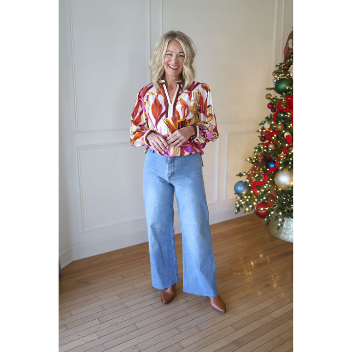 Cayla Brick Mix Blouse