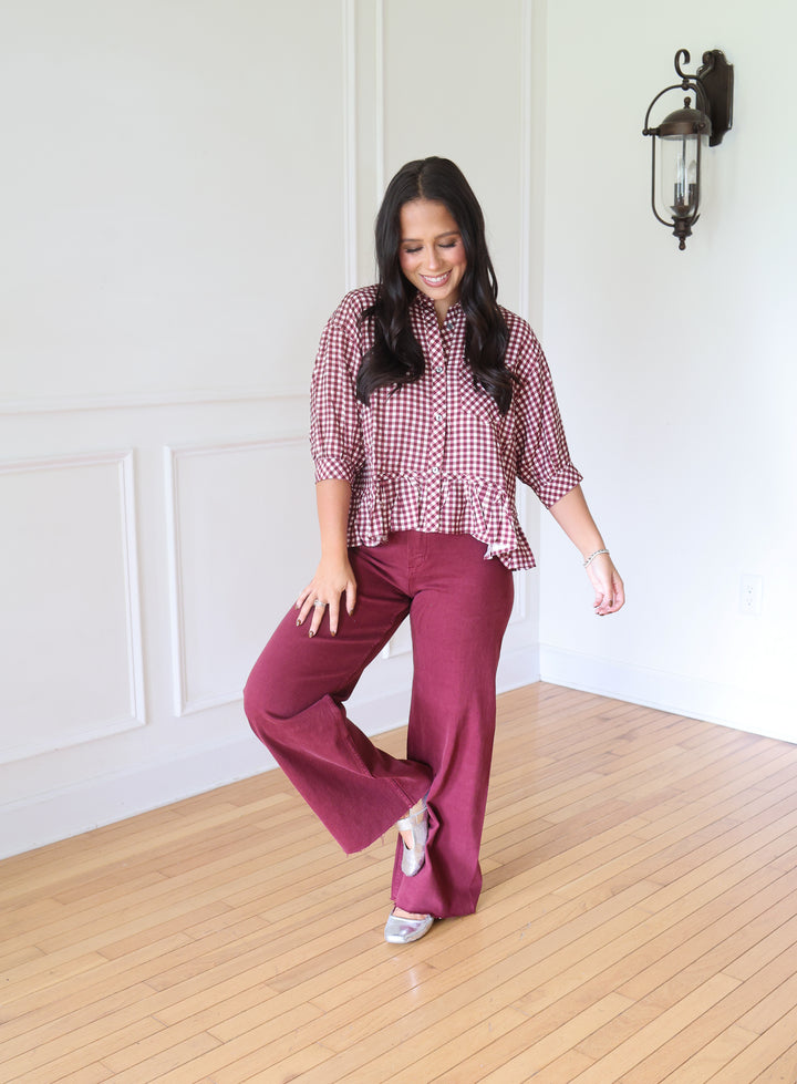 Cambry Red Gingham Top