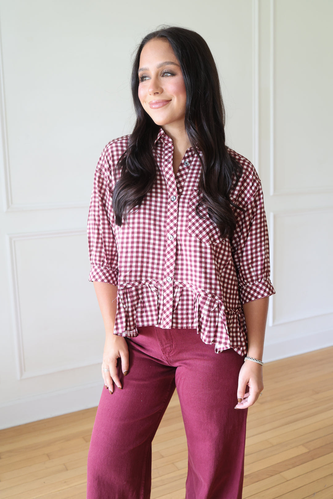 Cambry Red Gingham Top