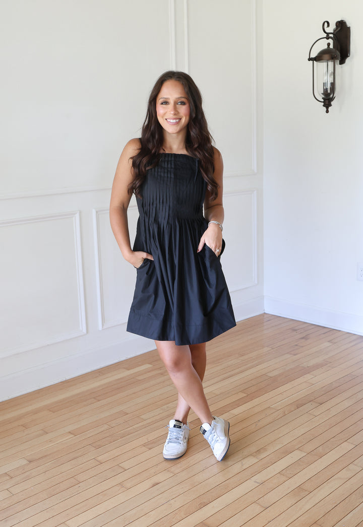 Black Pleated Mini Dress