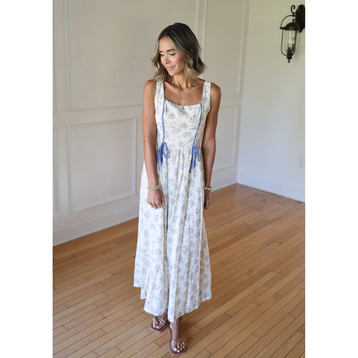 blue floral dress