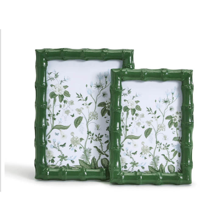 green faux bamboo photo frames