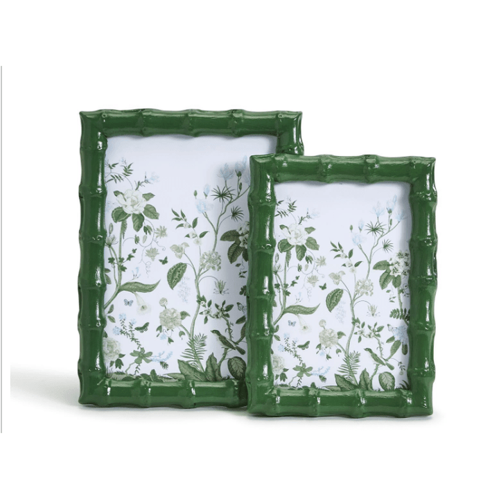green faux bamboo photo frames