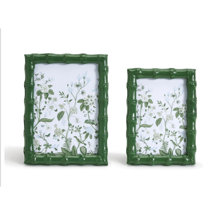 green faux bamboo photo frames