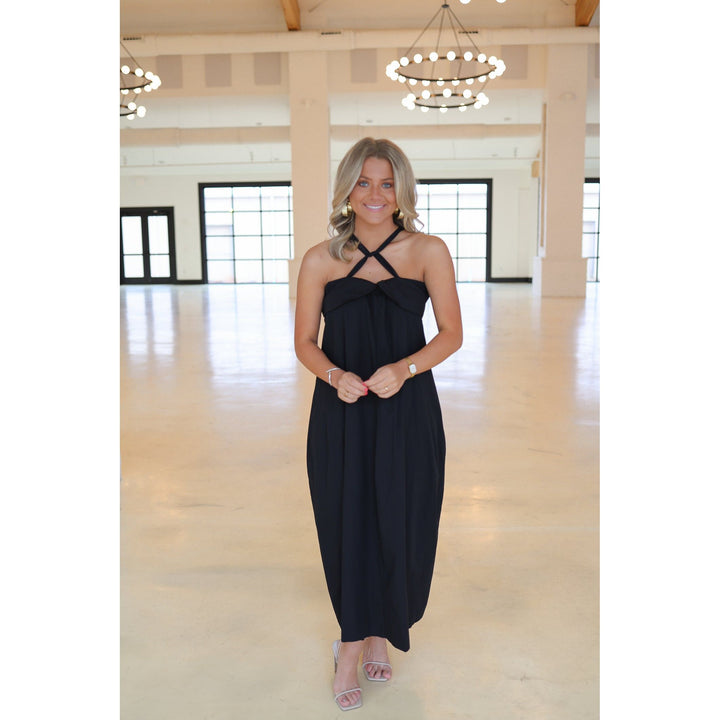 Cova Halter Tie Neck Maxi Dress