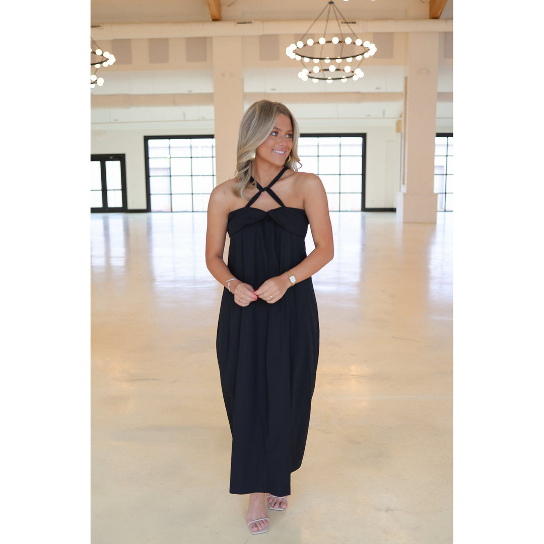 Cova Halter Tie Neck Maxi Dress
