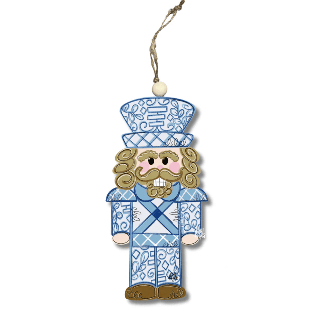 DK Designs Ornament - Blue Chinoiserie Nutcracker
