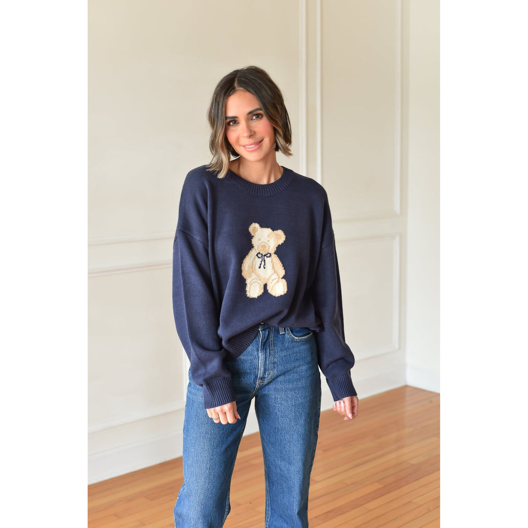 Bearably Cute Navy Sweater