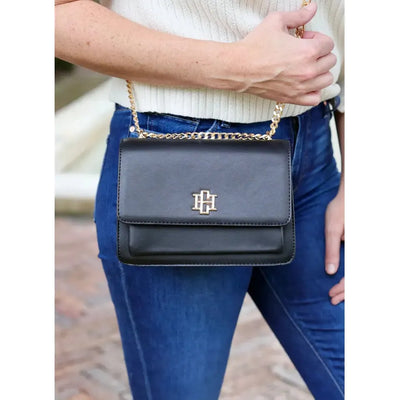 Black Crossbody with gold straps