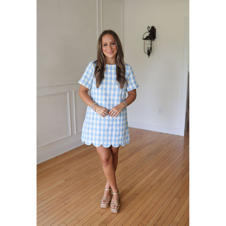 Debora Blue Plaid A-Line Mini Dress