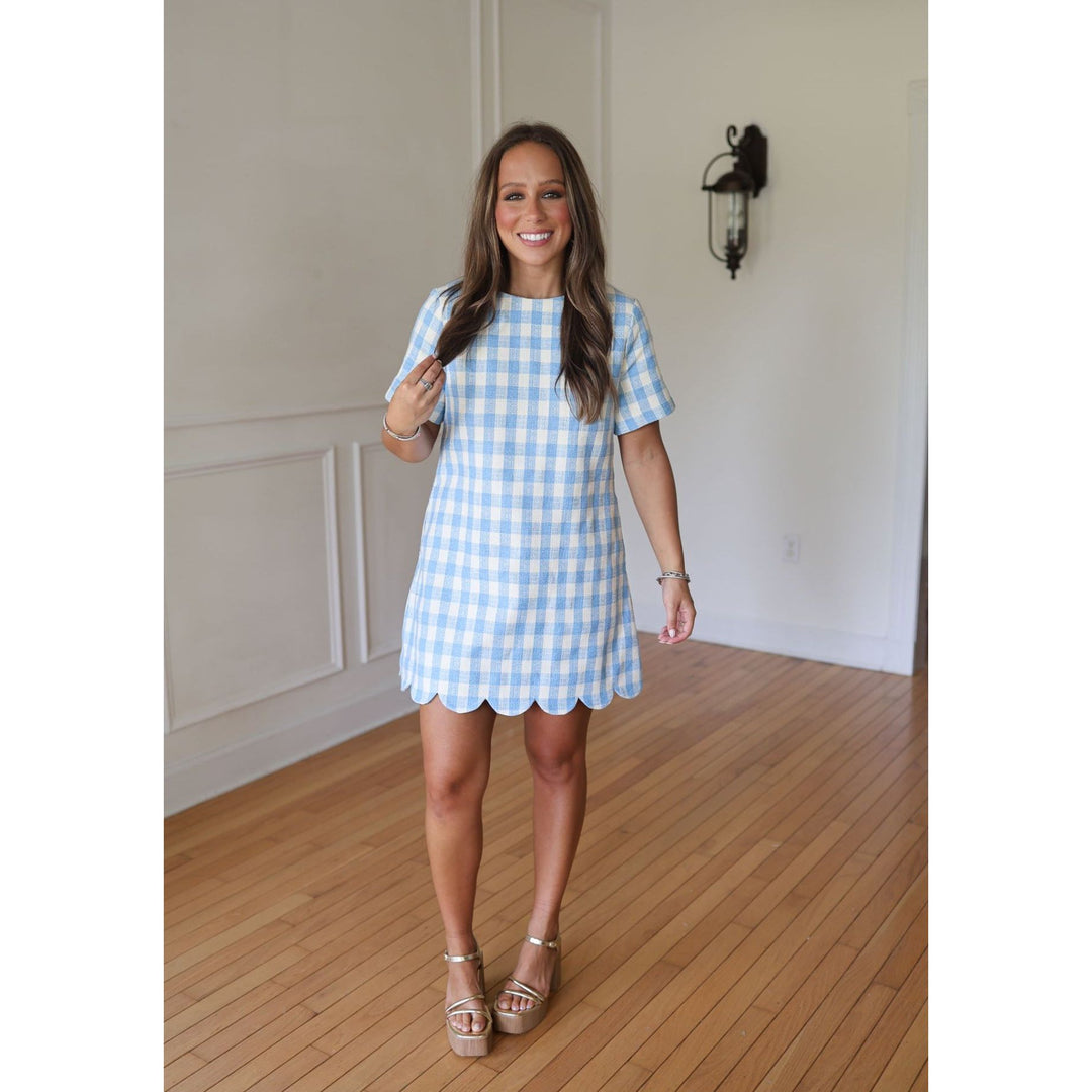 Debora Blue Plaid A-Line Mini Dress