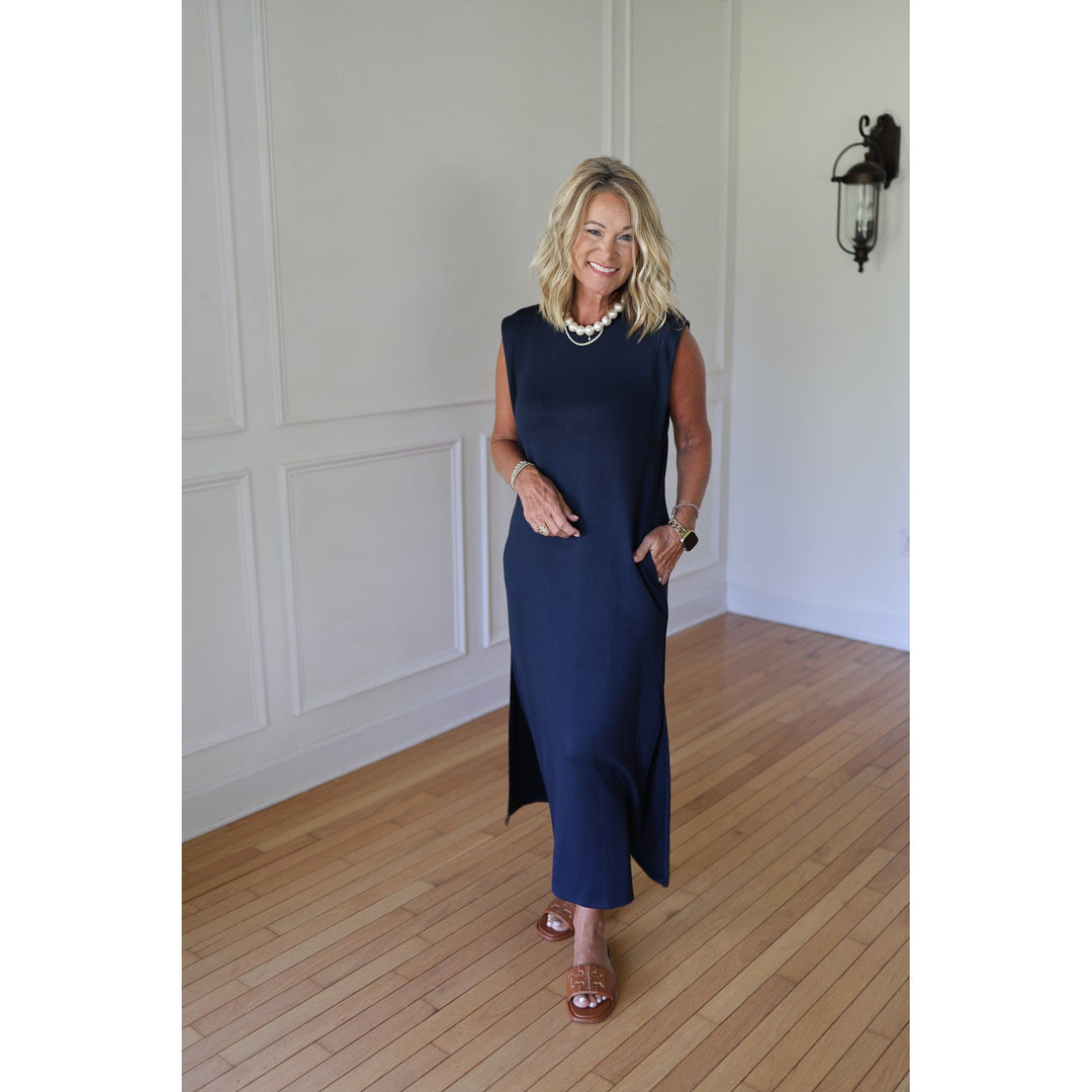 navy maxi dress