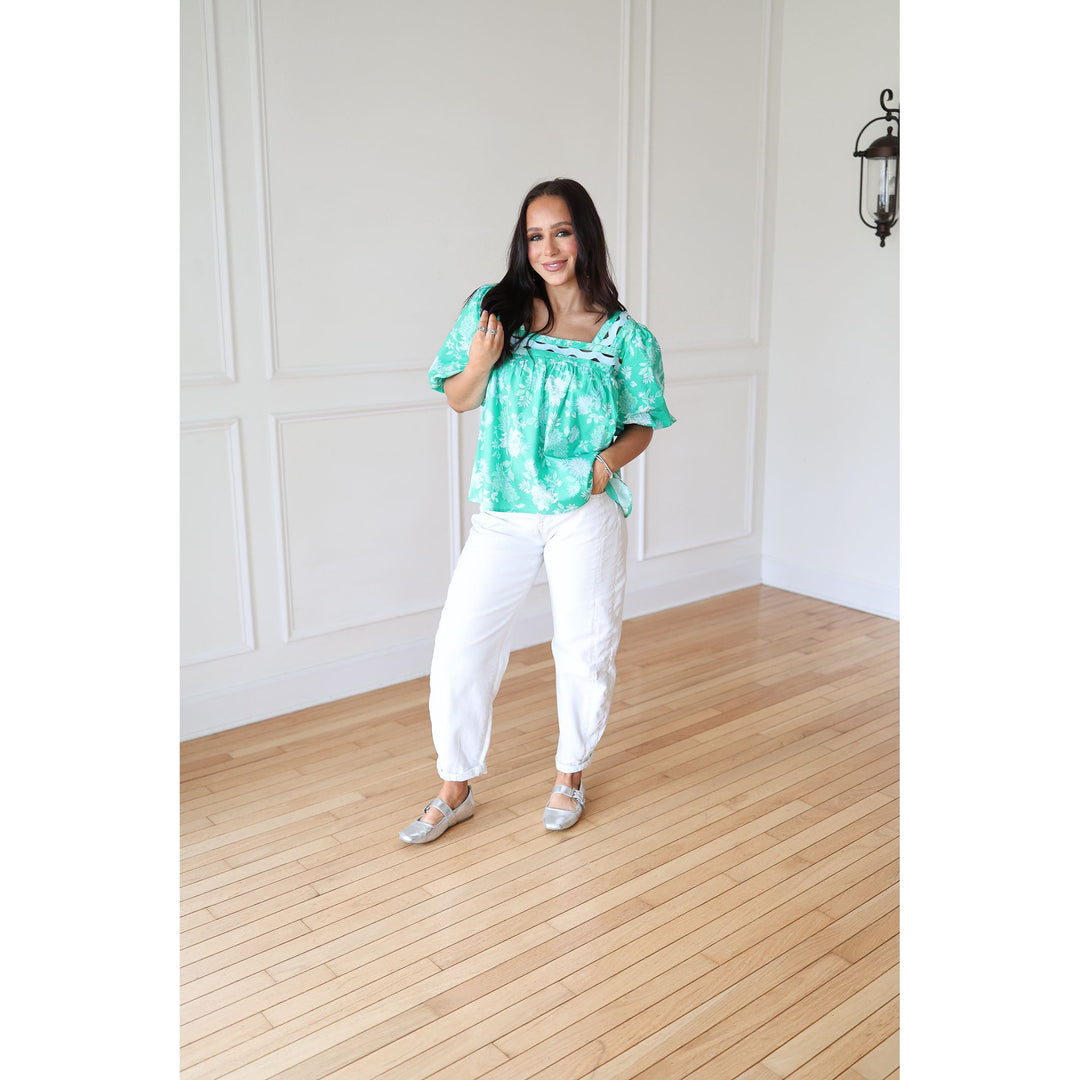 GREEN FLORAL BLOUSE