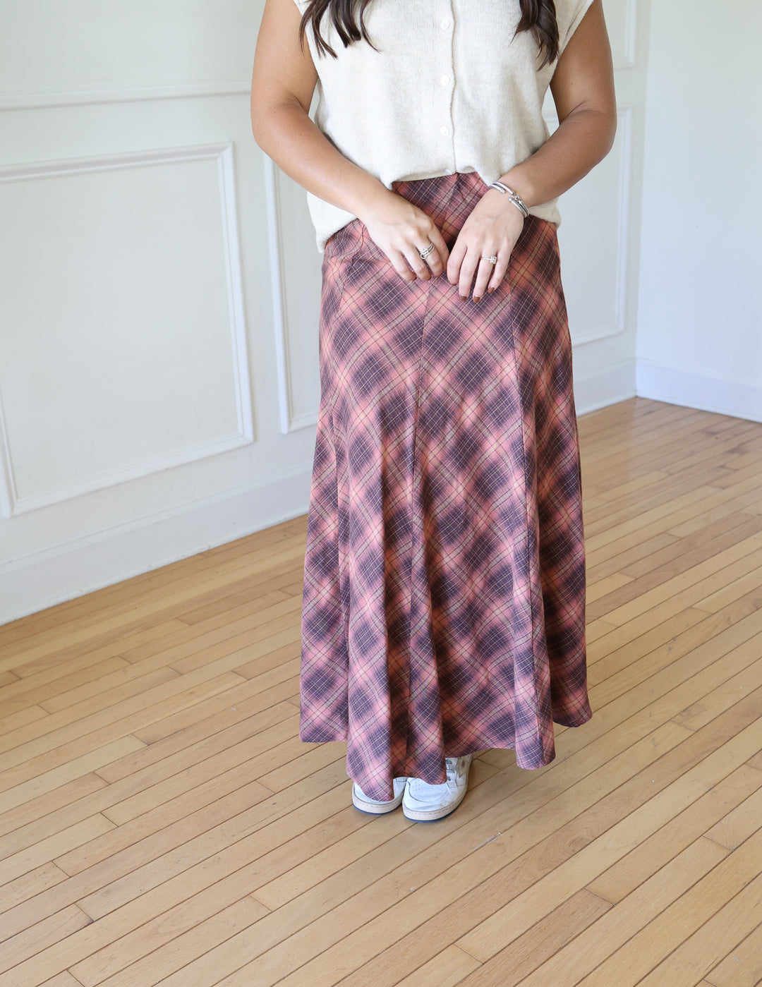 Brown Plaid Maxi Skirt