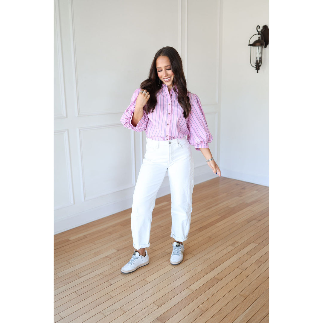 pink striped top