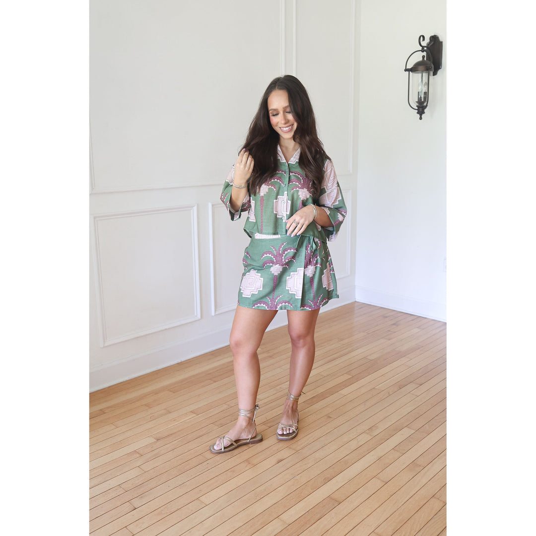 Gabie Tropical Print Skort Set