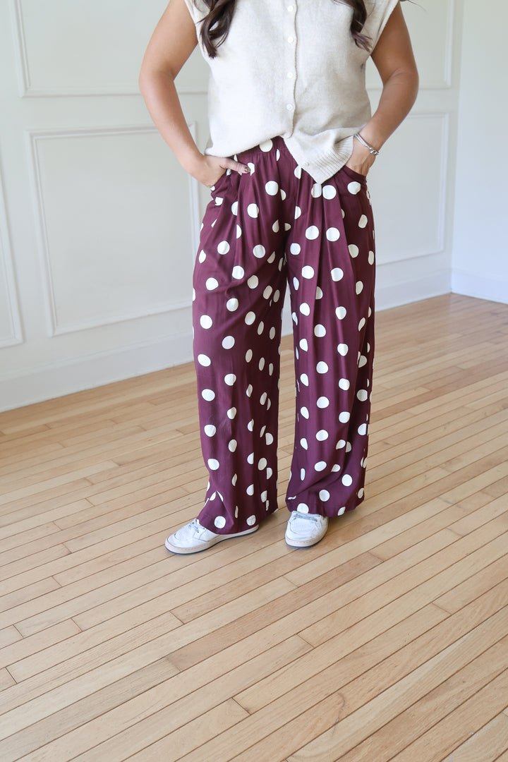 Wine Polka Dot Pants