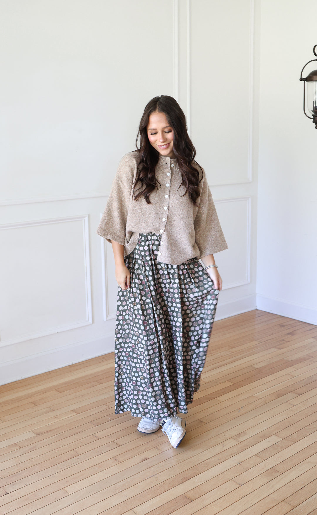 Olive Dot Maxi Skirt