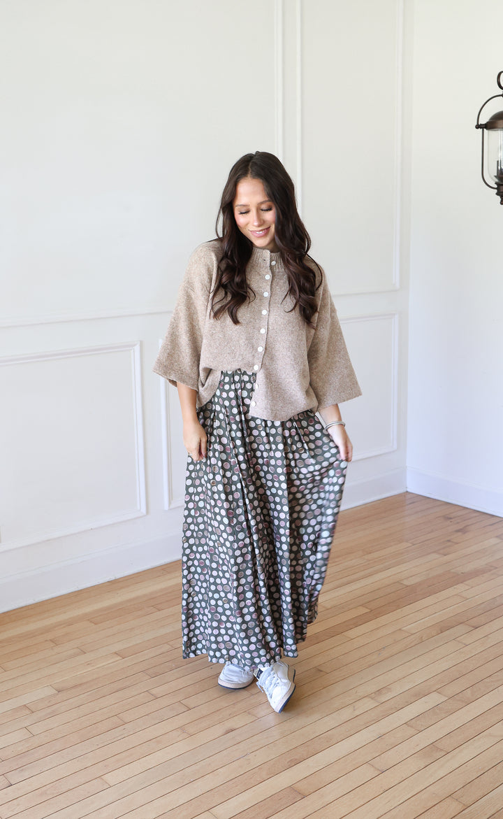 Olive Dot Maxi Skirt