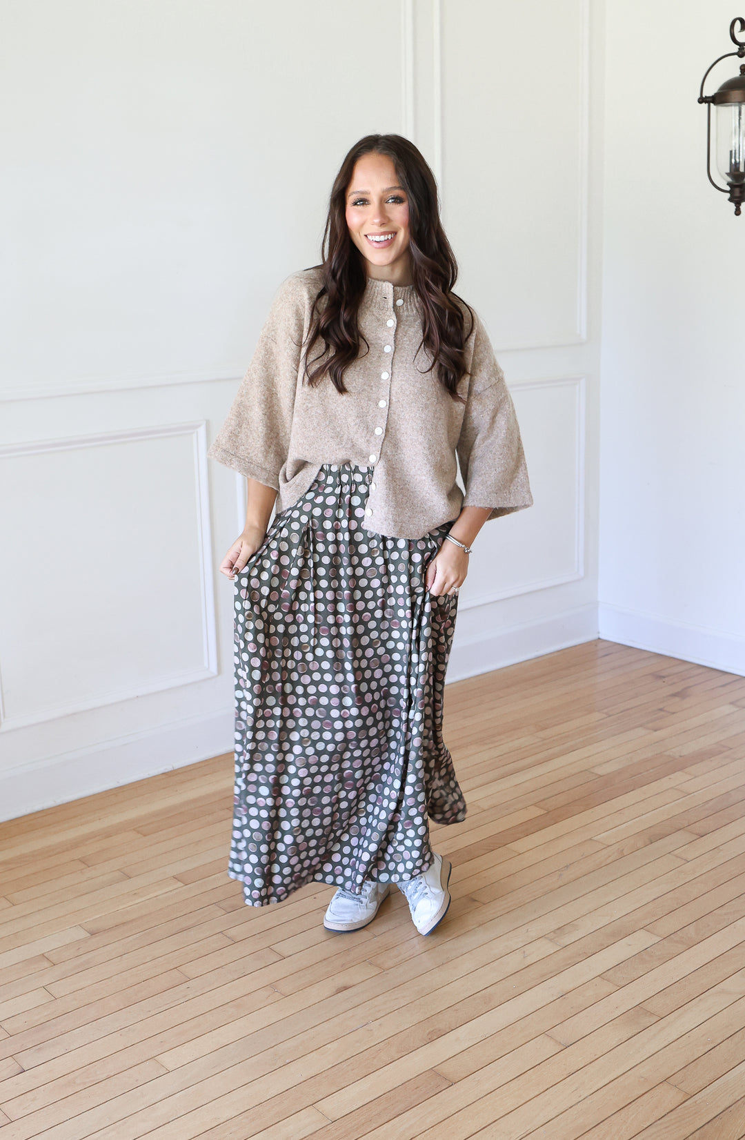 Olive Dot Maxi Skirt