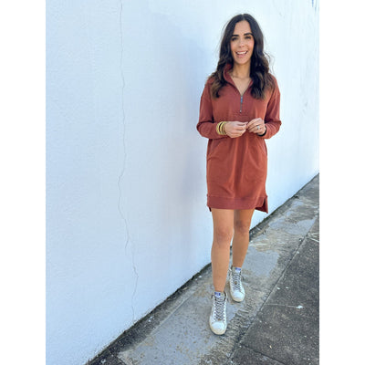Athleisure Dress in Brick Color