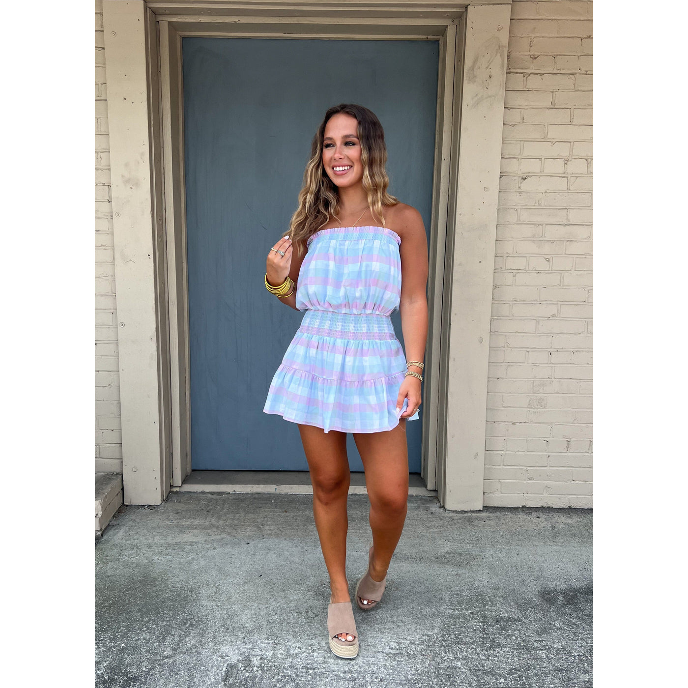 Pink and Blue Romper dress 