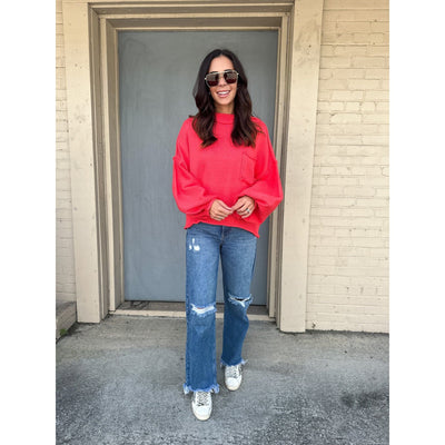 Relaxed Fit Knit Red Sweater